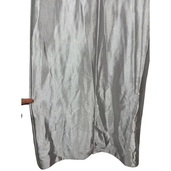 Retrofete Charity Gown Maxi Halter Party Formal Gala Prom Classy Guest Silver S